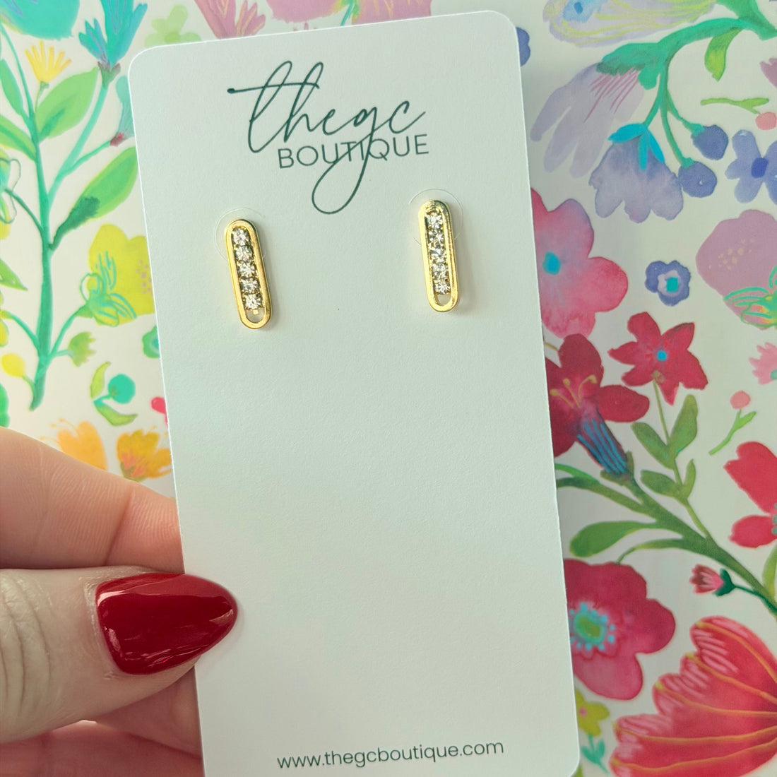 Oval Bar Stud Earring