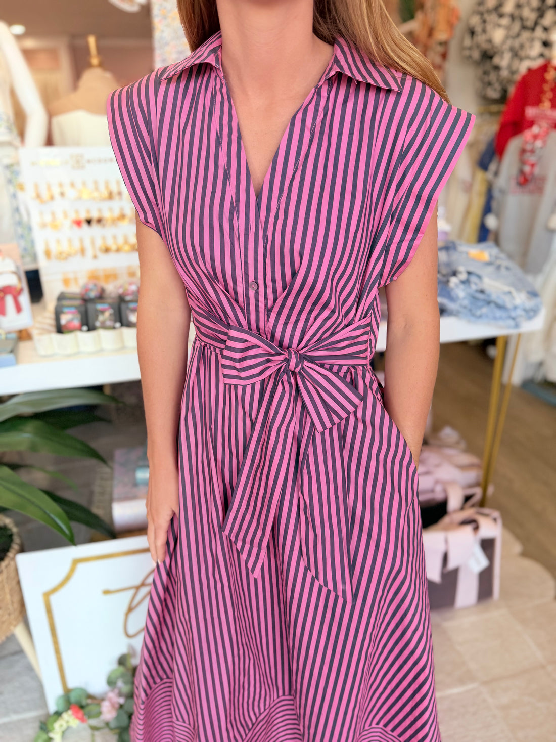 Gabrielle Dress (Pink/Navy)