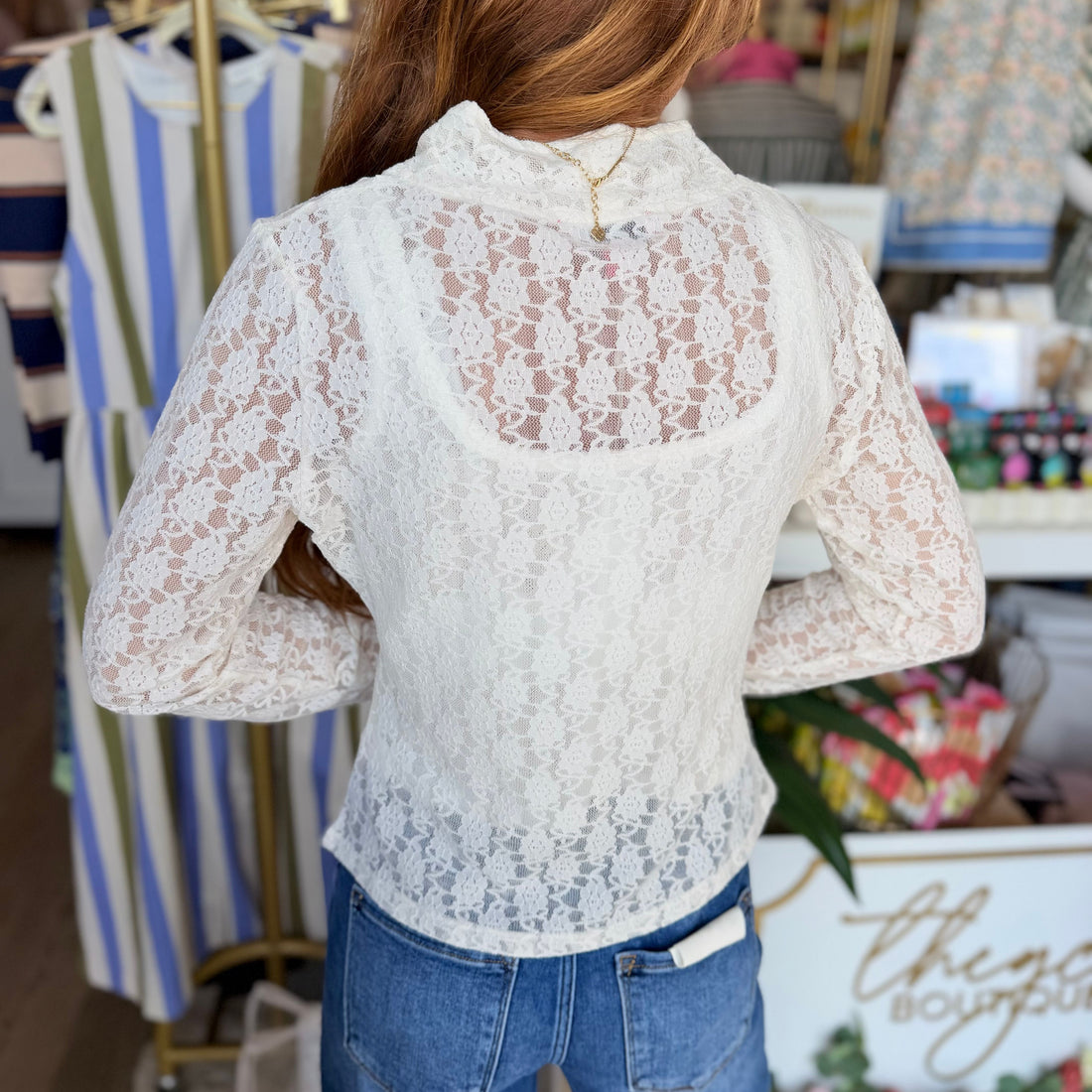 Lace Turtleneck Top