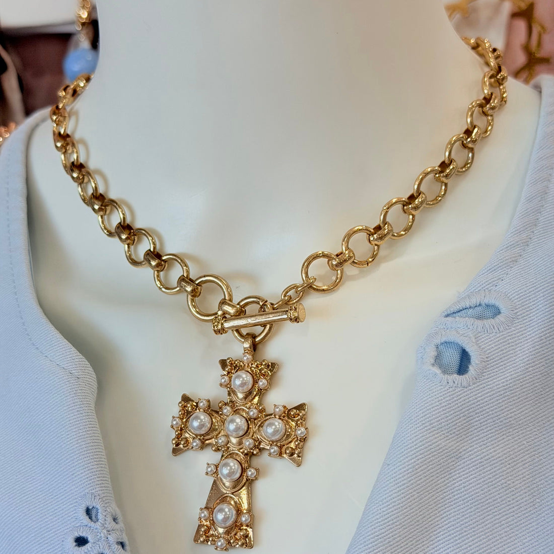 Pearl Cross Necklace