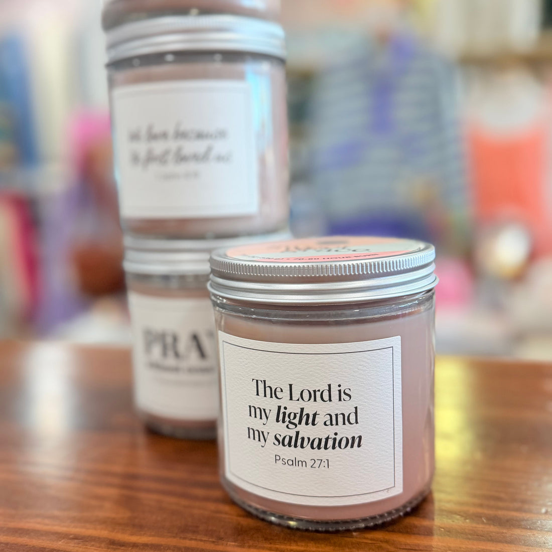 Sweet Grace Bible Verse Candle (Lord Is My Light)