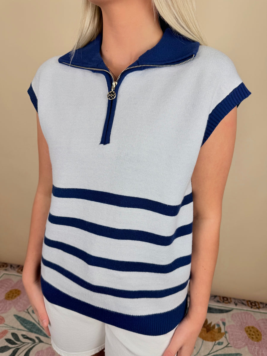 Celia Blue Chunky Stripe Top