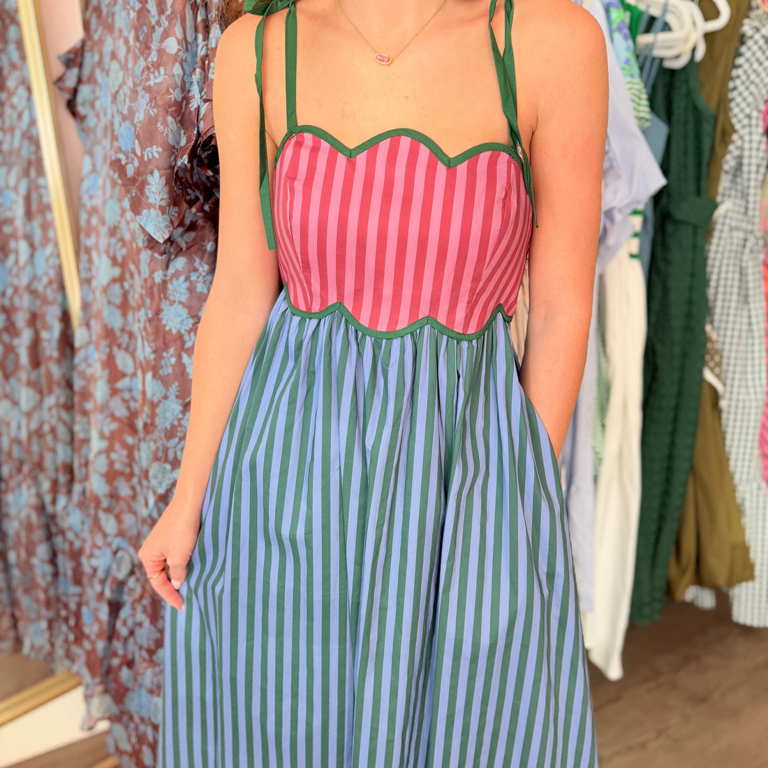 Dylan Dress (Green/Blue)