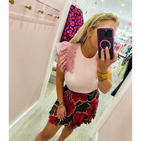 Sequin Ruffle Sleeve Top