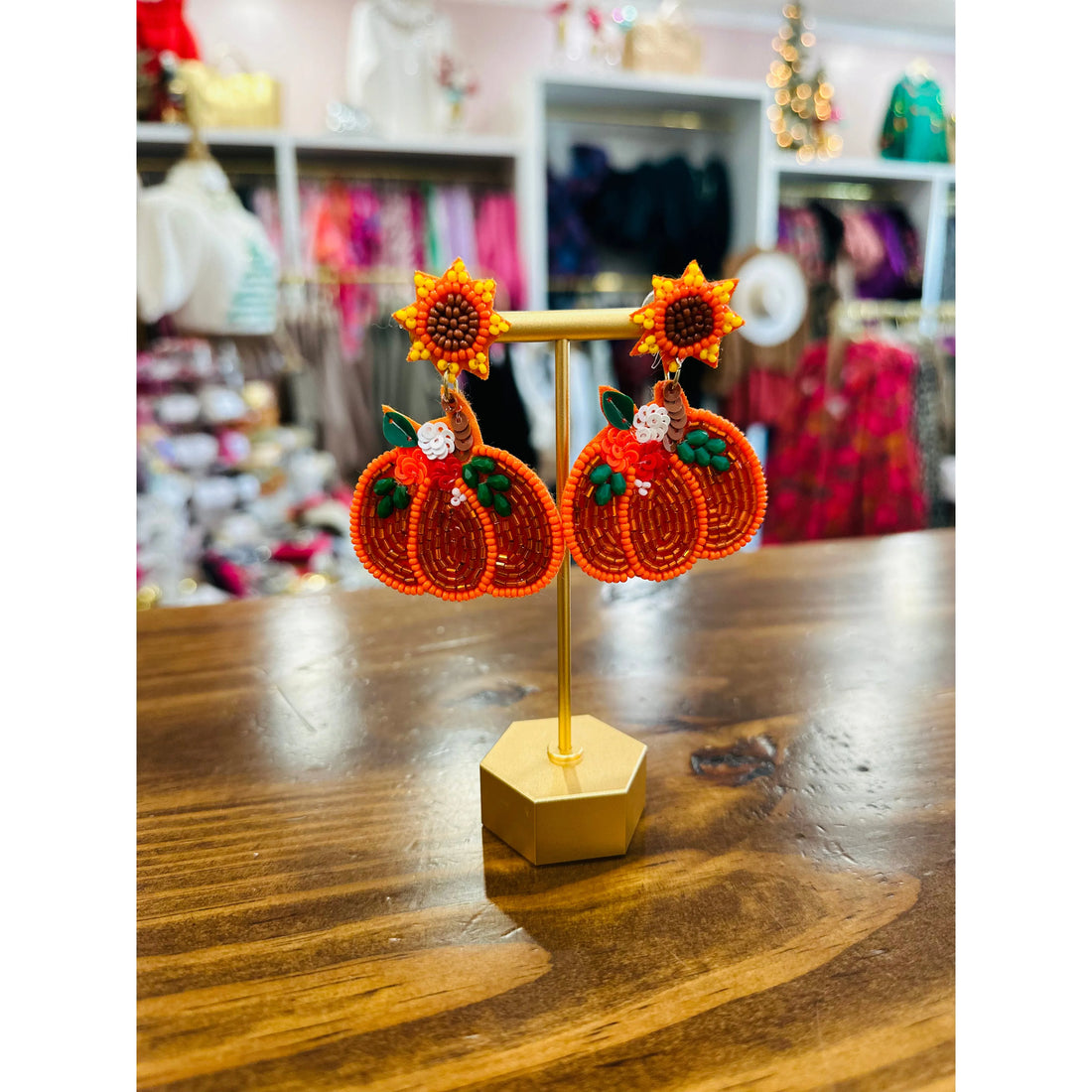 Pumpkin Beaded Earring