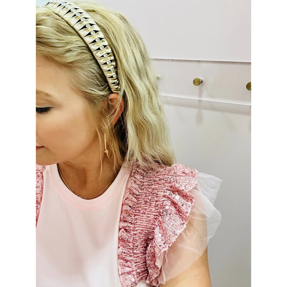 Sequin Ruffle Sleeve Top