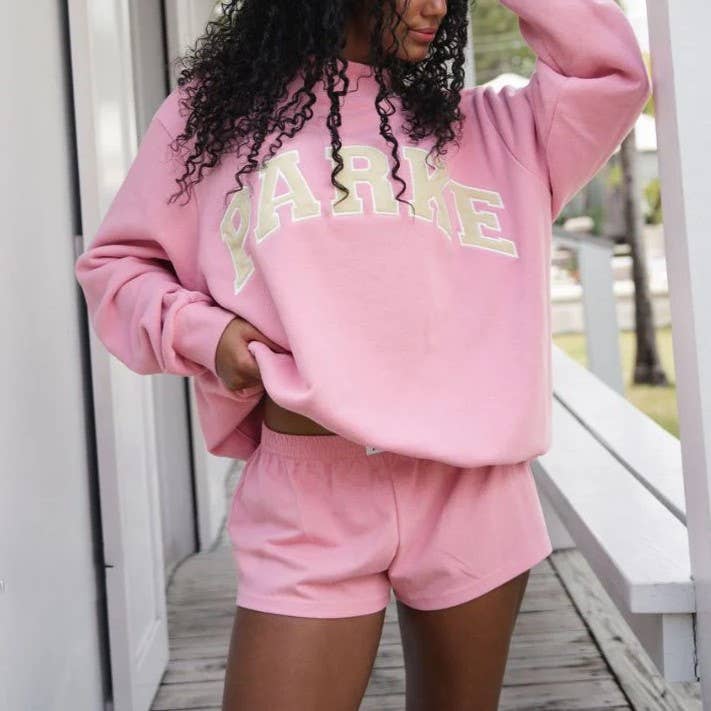 Parke Varsity Mock Neck Sweatshirt (pink)