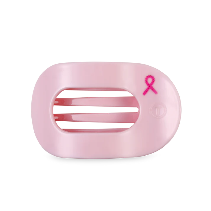 Pink Ribbon Medium Flat Round Teletie Clip