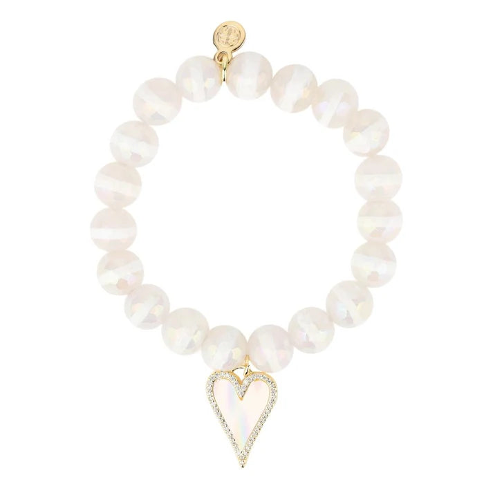 White Capiz Heart Bracelet, BuDha Girl