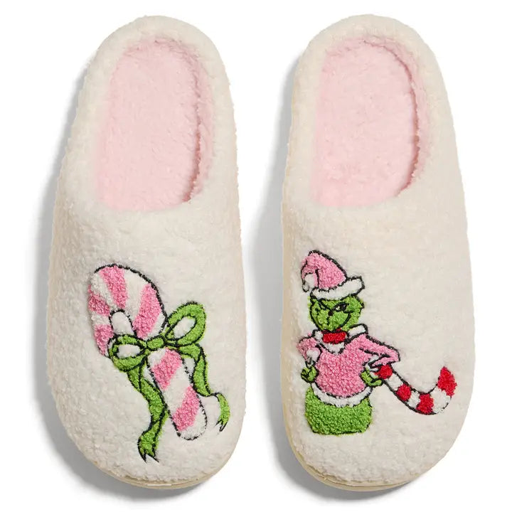 Grinch Candy Cane Slippers