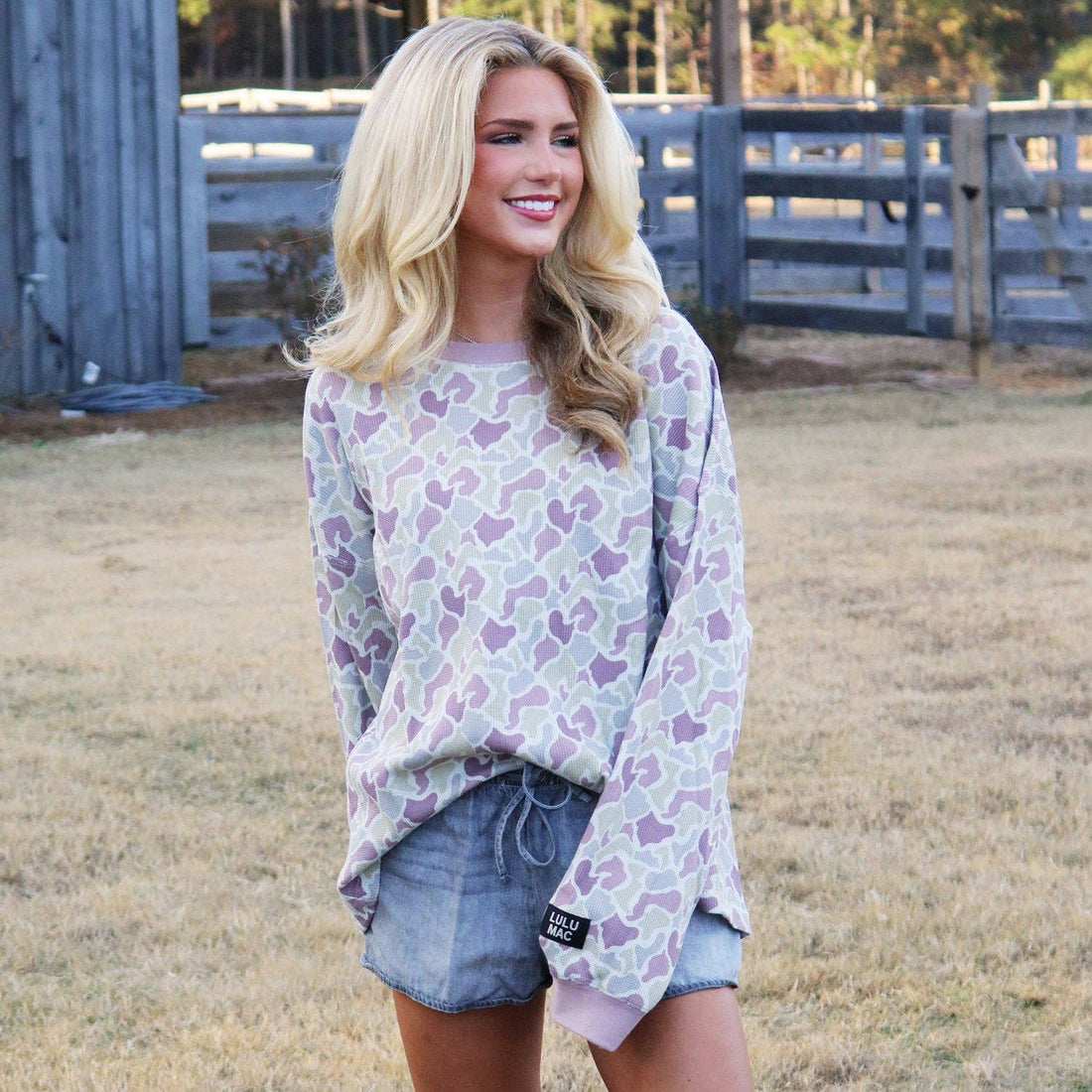 Waffle Longsleeve Top (Camo)
