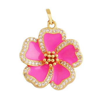 Pink Hibiscus Flower Charm