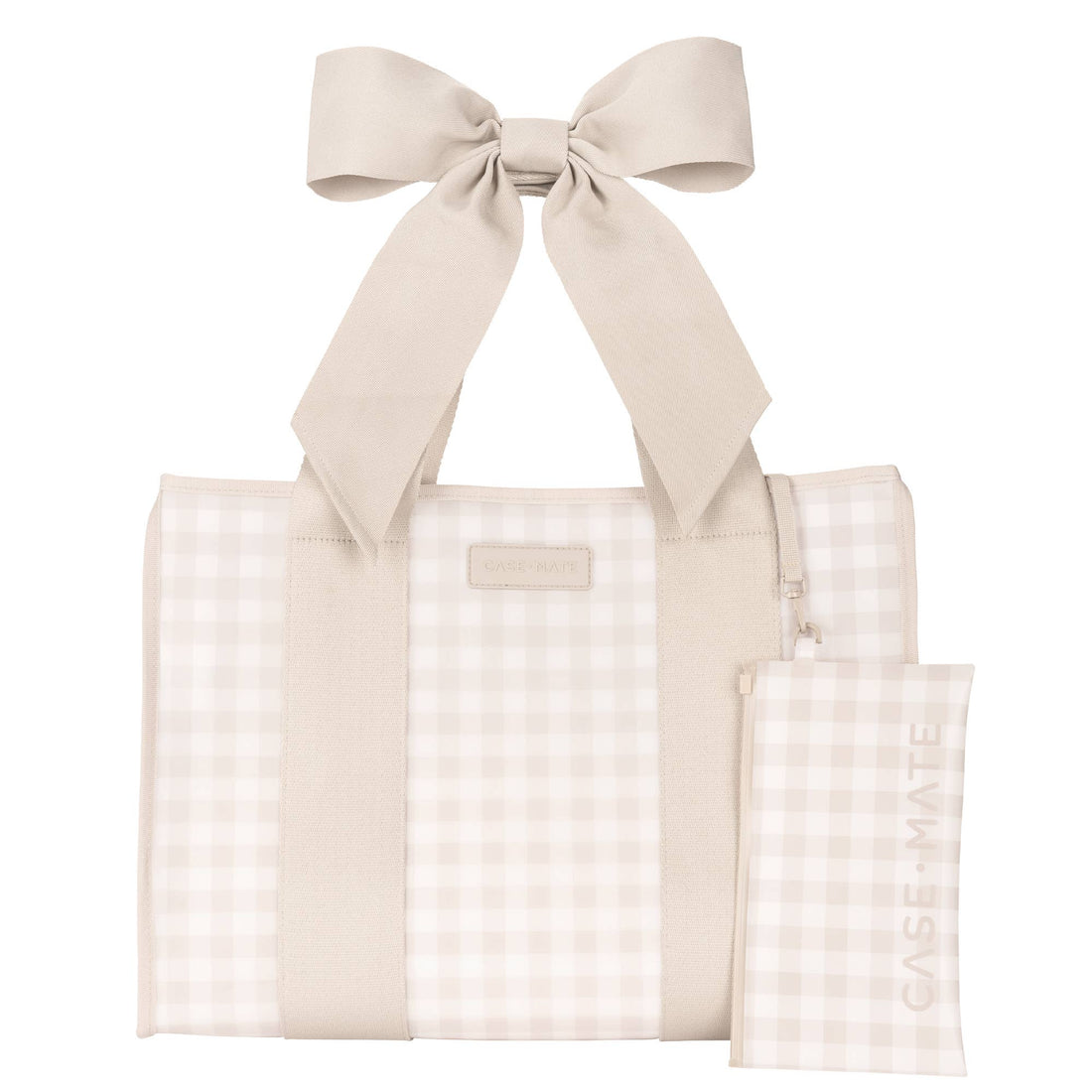 Latte Gingham Bow Jelly Tote Bag, CaseMate