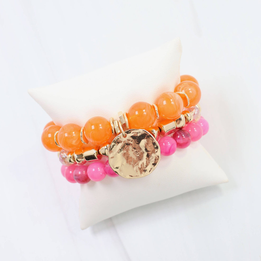 Biloxi Beaded Bracelet Set Fuchsia