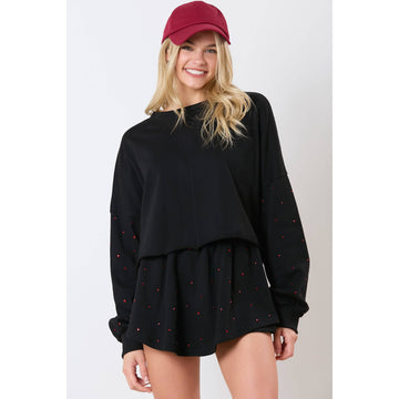 Red and Black Rhinestones Top