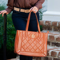 Sophie Zippered Tote (Saddle)