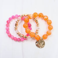 Biloxi Beaded Bracelet Set Fuchsia