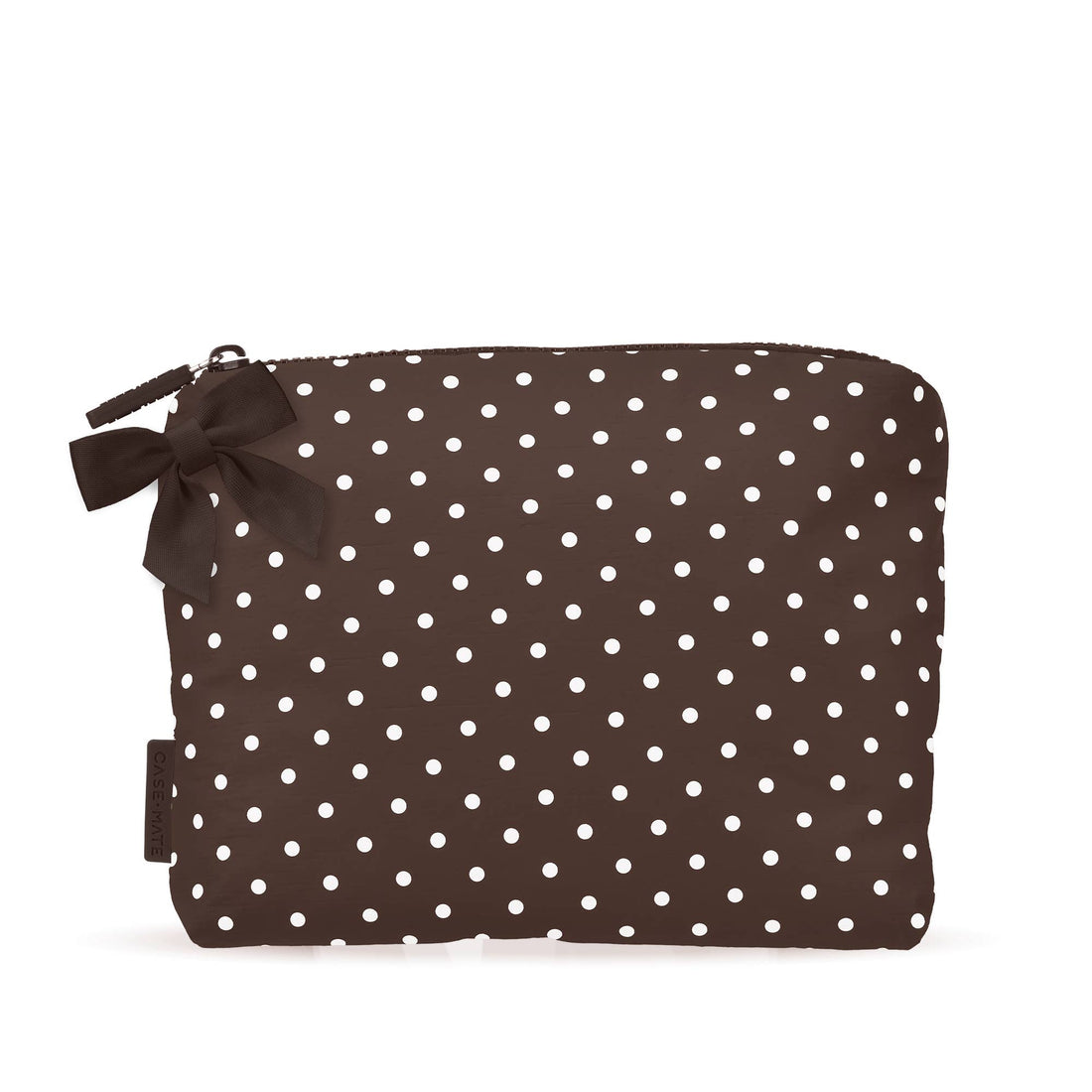 Espresso Polka Dot Bow Crinkle Makeup Bag