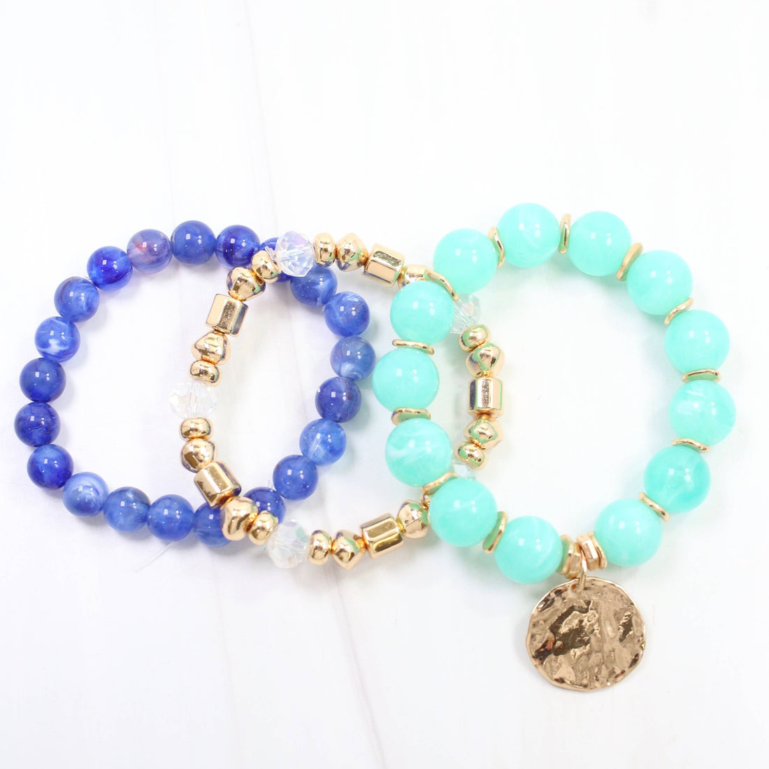Biloxi Beaded Bracelet Set (Aqua)
