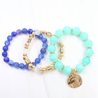Biloxi Beaded Bracelet Set (Aqua)