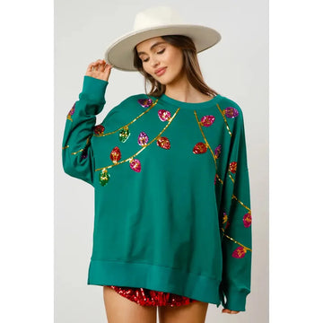 Sequin Christmas Lights Sweatshirt
