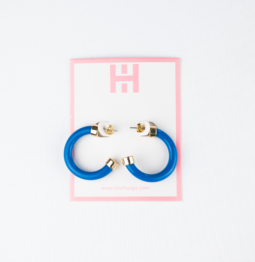 Hoo Hoops, Small Hoop Earrings (royal blue)