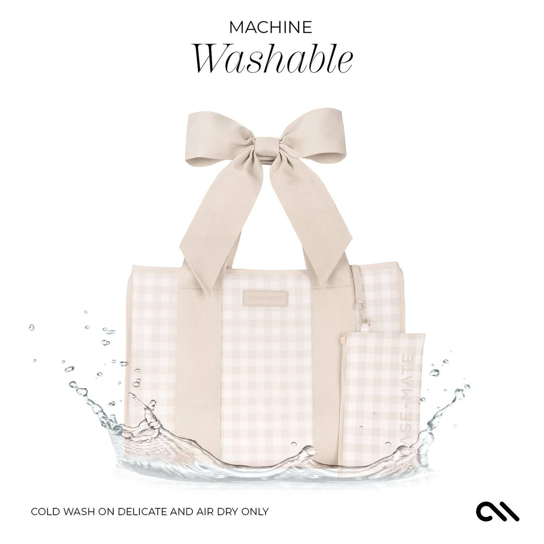 Latte Gingham Bow Jelly Tote Bag, CaseMate