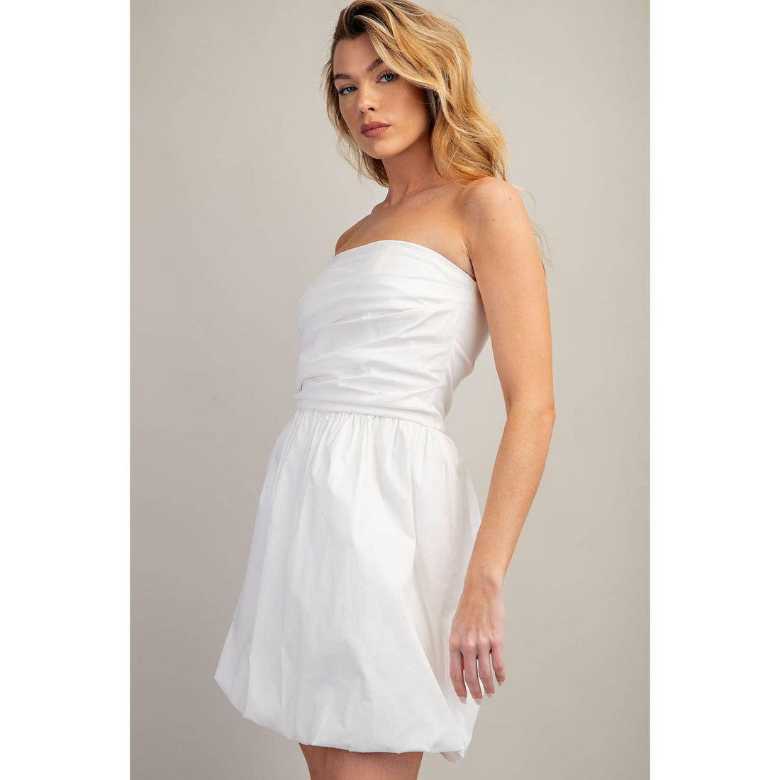 Strapless Bubble Hem Mini Dress