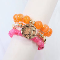 Biloxi Beaded Bracelet Set Fuchsia