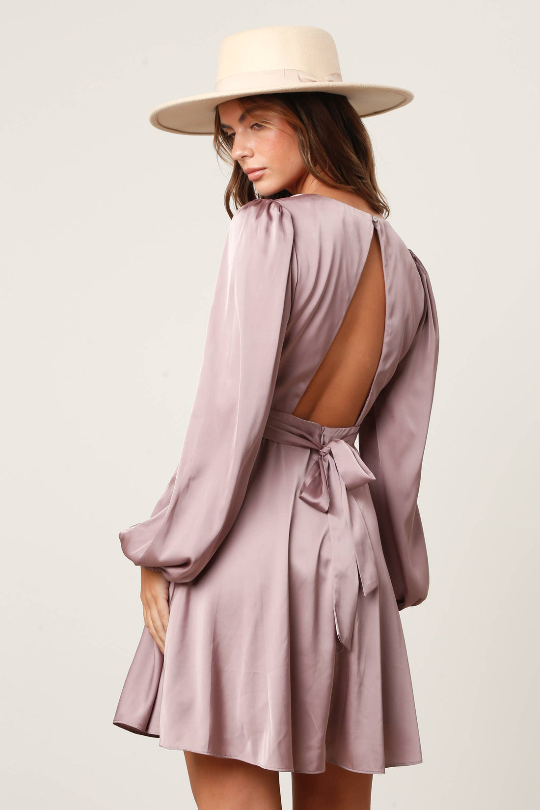 Satin Criss-Cross Cut-Out Mini Dress