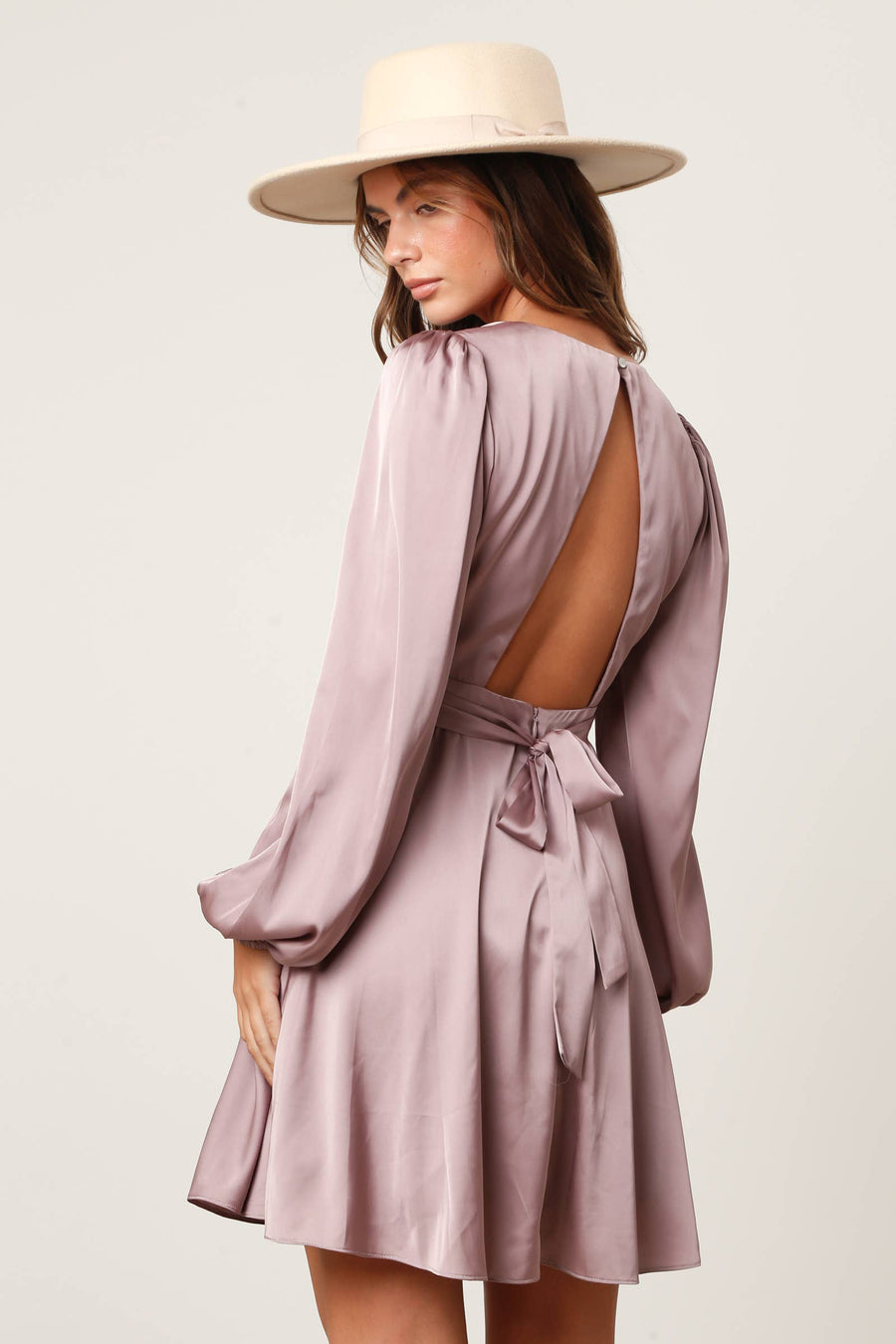 Satin Criss-Cross Cut-Out Mini Dress