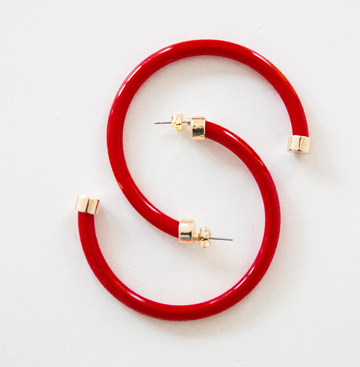 Hoo Hoops, Large Hoop Earrings (red)