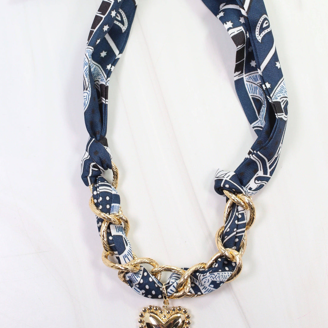 Santee Scarf Charm Necklace Navy Green
