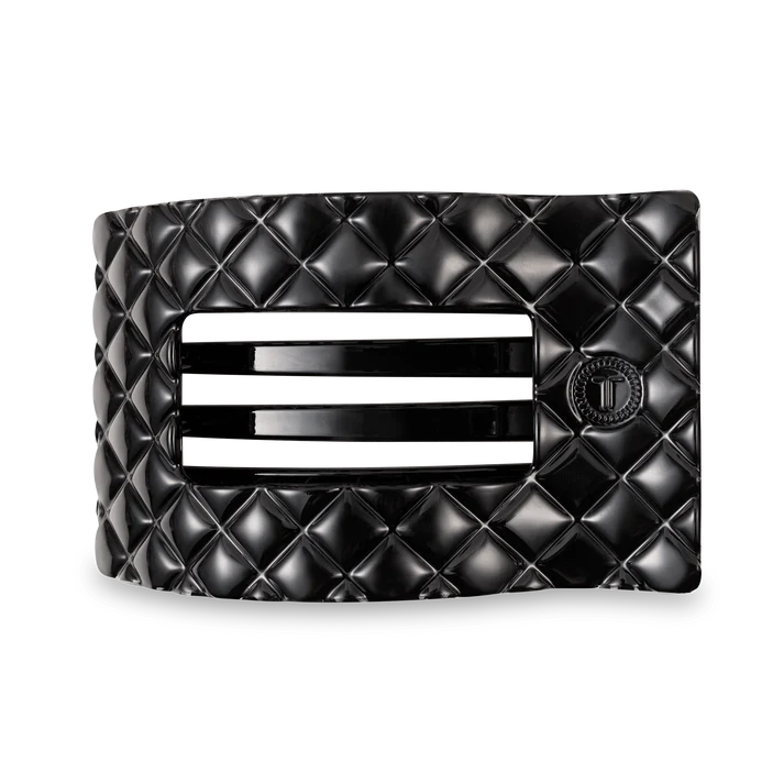 Jet Black Quilted Large Flat Clip