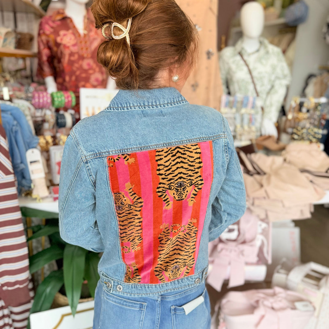 Light Denim Pink Tiger Jacket