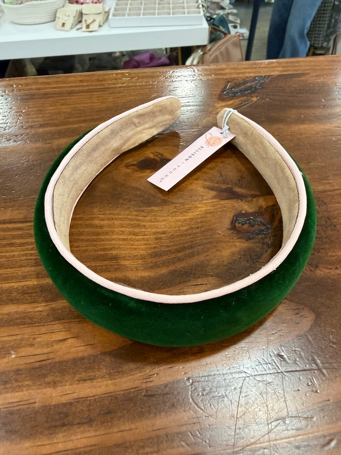 Velvet Piped Headband (Green)