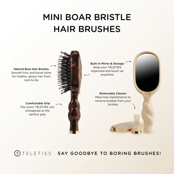 Mini Boar Bristle Brush (Tan)