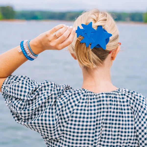 Blue Shooting Star Medium Flat Hair Clip