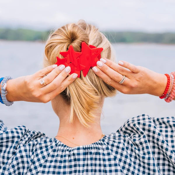 Red Shooting Star Medium Flat Hair Clip