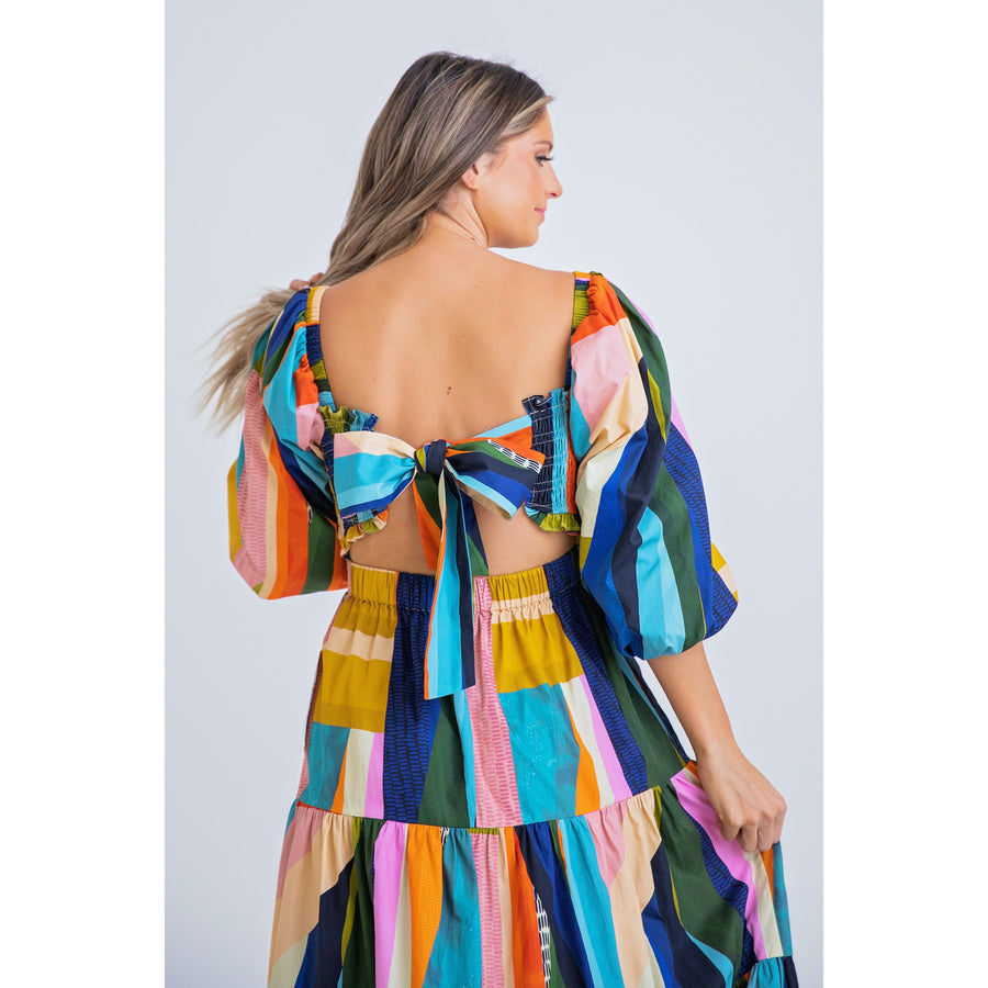 Mosaic Puff Sleeve Dress