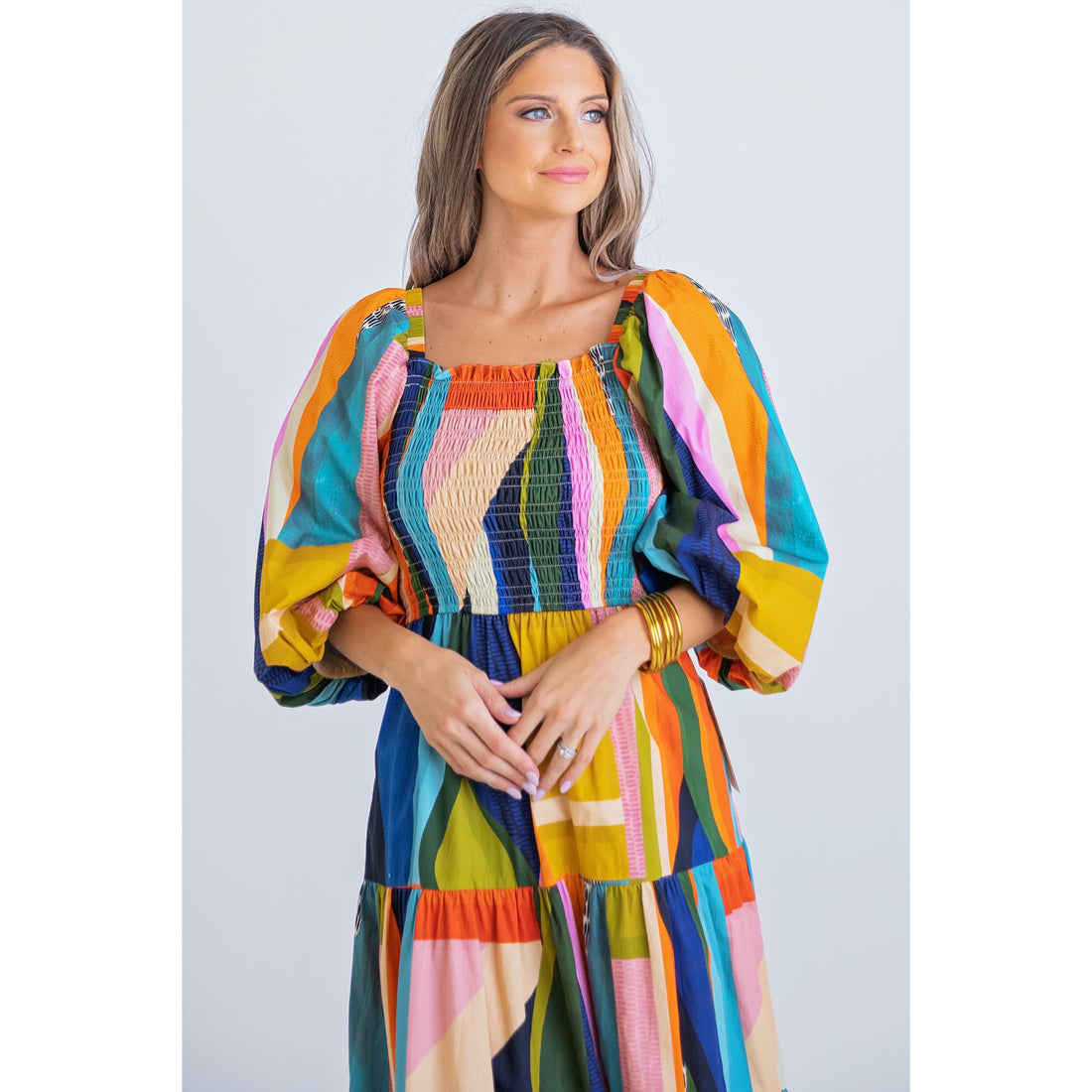 Mosaic Puff Sleeve Dress